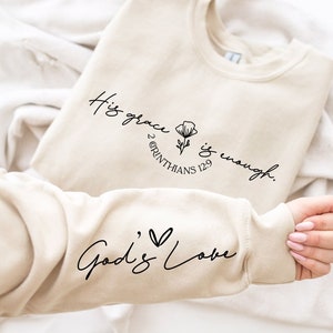 Seine Gnade ist genug Götter Liebe SVG PNG, elegante christliche Zitat svg, Ärmel Shirt Design svg, Bibel Vers svg, Schrift svg, religiöse svg