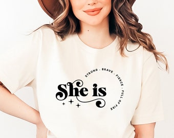 She Is SVG, Strong SVG, Fierce SVG, Brave Svg, Full of Fire Svg, Women Empowerment Svg, Feminism Svg, Girl Power, Cricut Cut File