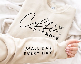 Coffee Mode All Day SVG: Retro Coffee Quote, Mom Life Design (Digital Download)