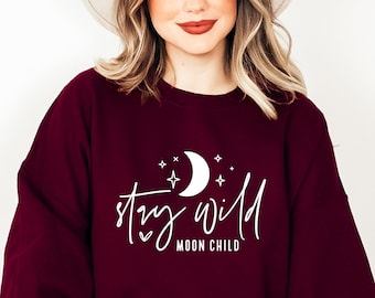 Stay Wild Moon Child SVG PNG: Boho Celestial Design (Digital Download)