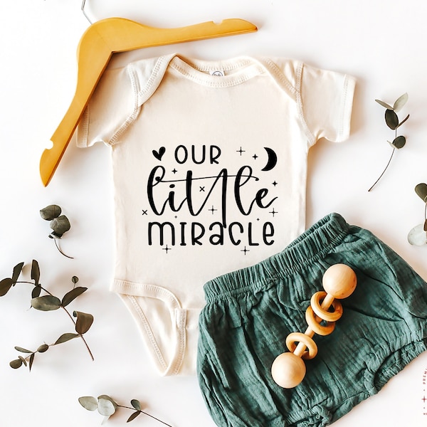 Our Little Miracle SVG PNG PDF, New Baby Svg, New Born Svg, Baby Quote Svg, Bohemian Onesie Svg, Infant Bodysuit Svg, Cricut, Silhouette