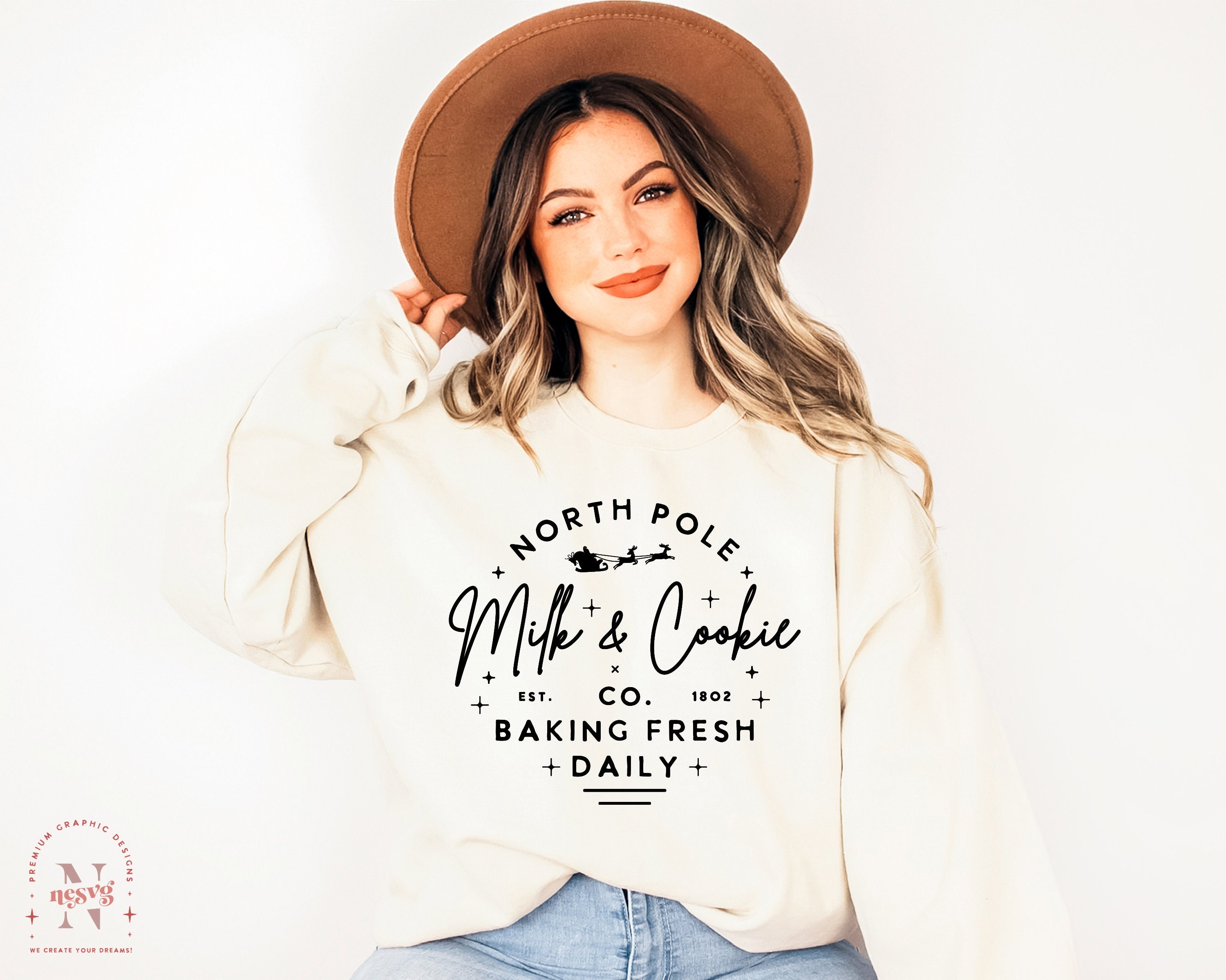 North Pole Milk Cookie Co SVG PNG PDF, Funny Christmas Svg, Winter Svg