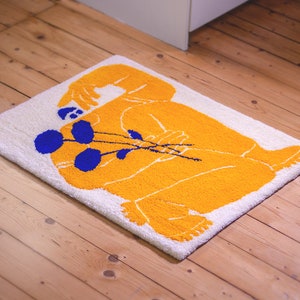 Ukraine charity, support tufted rug. Soldier with sunflowers. image 1
