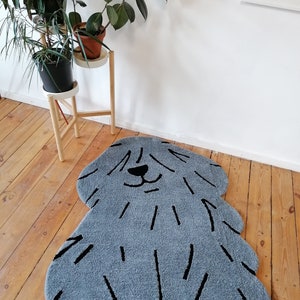 Hand tufted dog rug. 100% wool. Felt backing. Asymetric shape rug. image 4