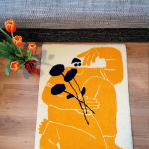 Ukraine charity, support tufted rug. Soldier with sunflowers. image 5