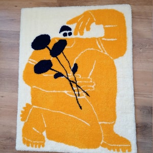 Ukraine charity, support tufted rug. Soldier with sunflowers. image 6