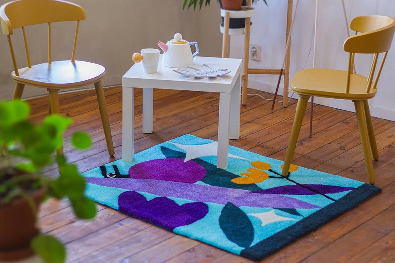 Colourful snail rug. Handmade tufted rug. 100% acrlic image 8
