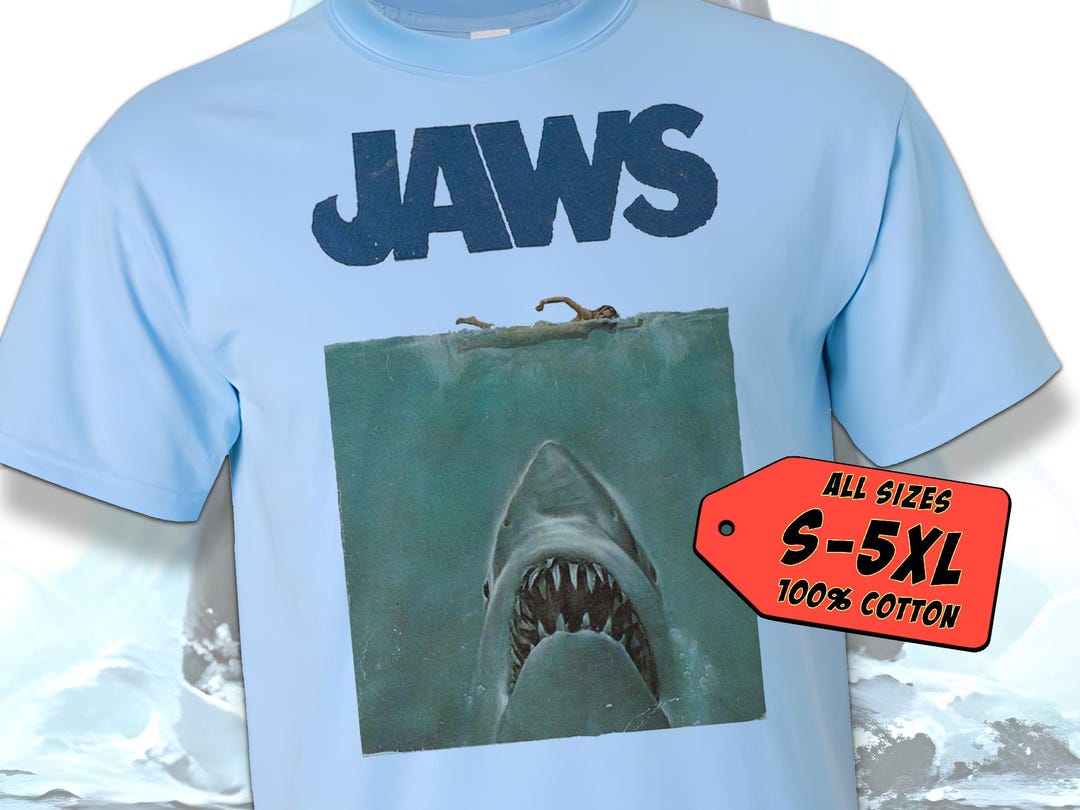JAWS Jaws Movie T-shirt Men's M size cotton black type Vintage Second Hand