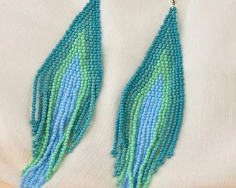Handmade Boho Beads Tassel Earrings Chandelier Dangle Earrings