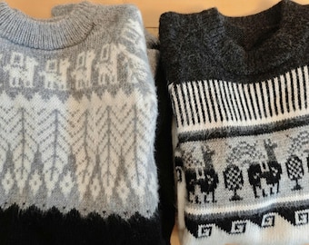 Alpaca sweater women's size XS with alpaca pattern from Bolivia knitted sweater Alpaca Inca Andes wool autumn winter