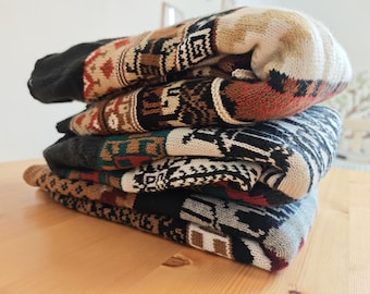 Alpaca sweater women and men unisex size XL various designs from Bolivia knitted sweater Alpaca Inca Andes autumn winter