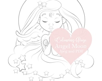 Angel Moon Coloring Page