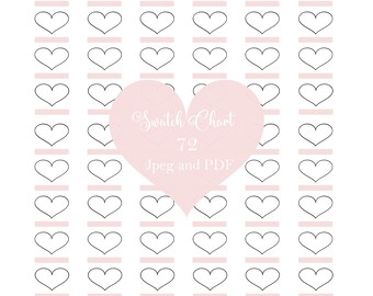 72 Heart's blank swatch page