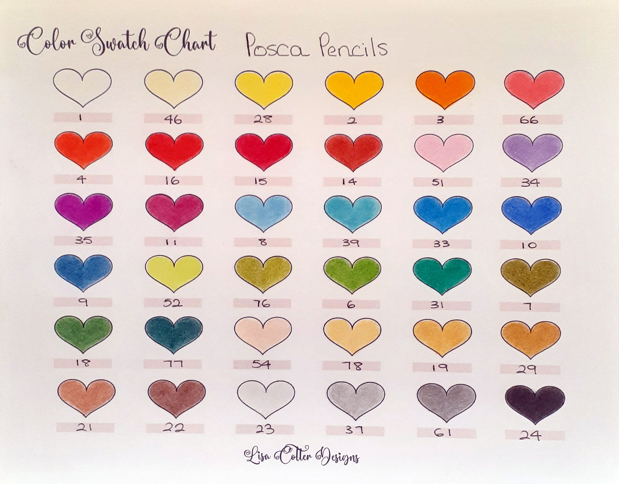 36 Heart's Blank Swatch Page - Etsy