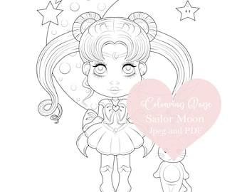 Pagina da colorare ispirata a Sailor Moon