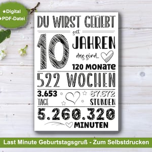 10 Geburtstag Poster Geburtstagskarte 10. Geburtstag Tochter Sohn