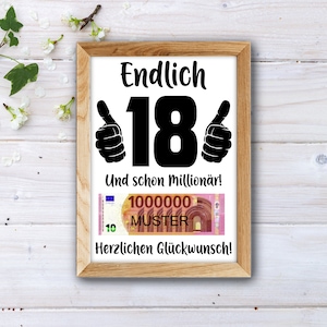 Lustiges Geldgeschenk für Sohn oder Tochter zum 18. Geburtstag, Poster, ohne Rahmen