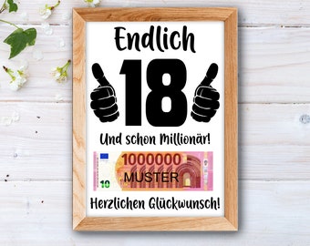 Lustiges Geldgeschenk für Sohn oder Tochter zum 18. Geburtstag, Poster, ohne Rahmen