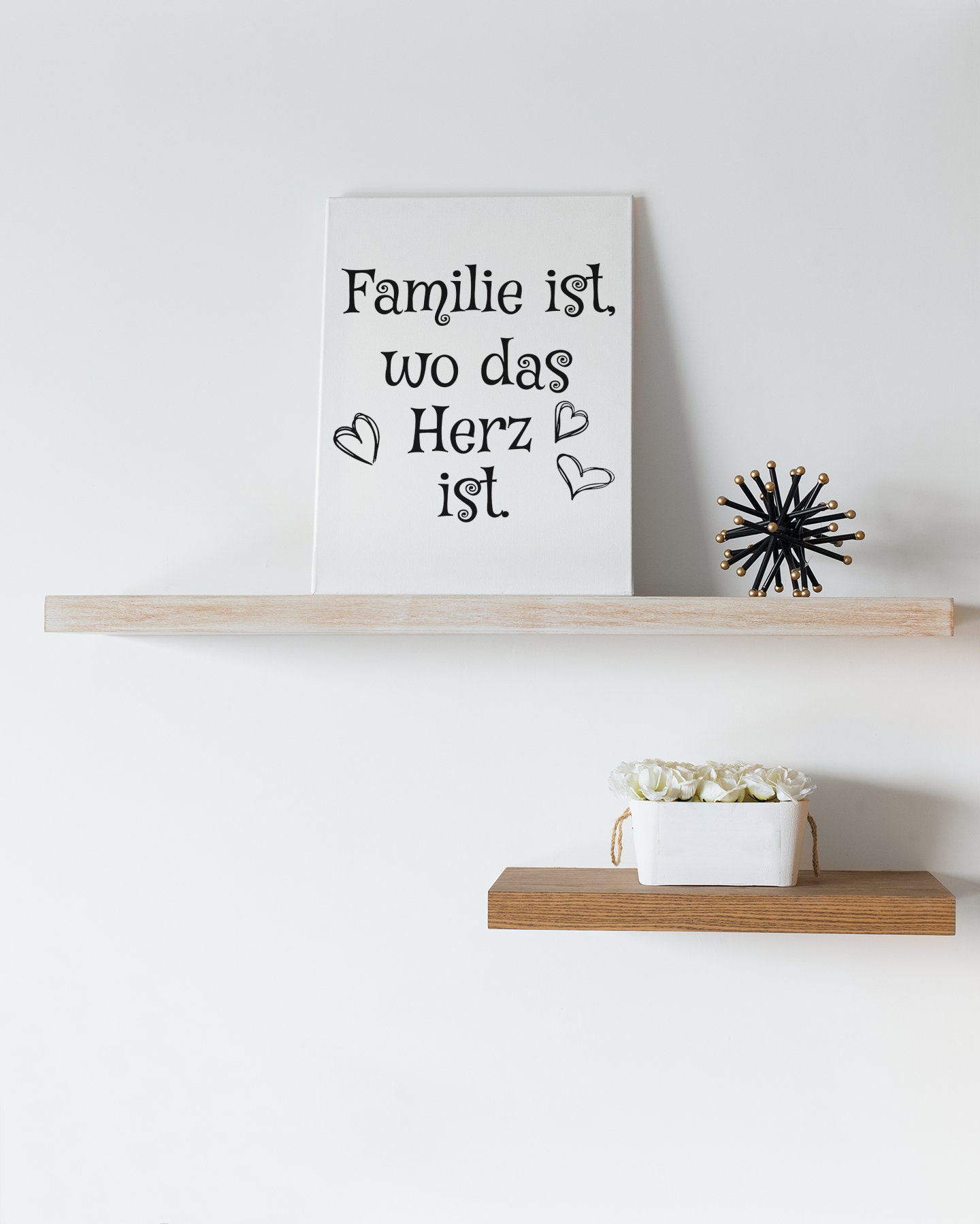 Familie Herz Spruch Wanddeko Poster Zuhause Download Schwarz Weiß OHNE