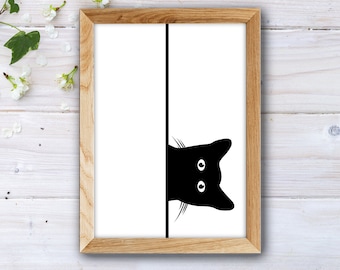 Badezimmer Poster für Toilette oder Gäste WC als PDF, Poster mit Katze zum Download