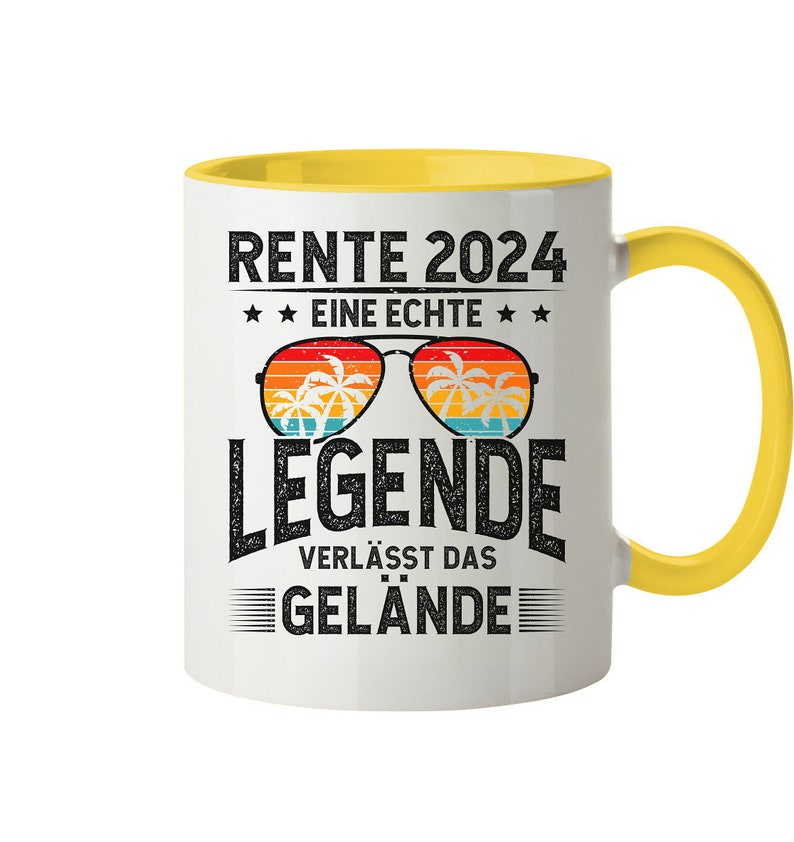 Rentner 2024 Tasse, Rente 2024 Abschiedsgeschenk, Ruhestand Geschenk, Pensionierung, Rentner Spruch Tasse Hellgelb