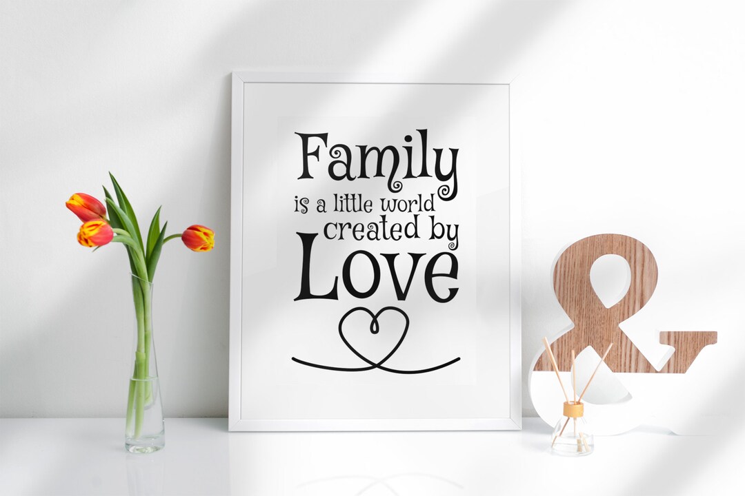 Familie Spruch Wanddeko Poster Zuhause Download Schwarz Weiß OHNE