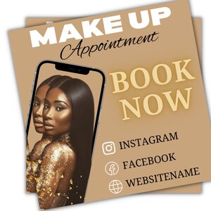 Makeup Appointment Flyer, book now appointments, available flyer, makeup flyer, social media flyer, Diy social media template canva