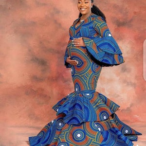 African Maternity Dress/African Maternity Dress for Photoshoot/African Maternity Attire/African Maternity Gown/African Baby Shower Dress image 2