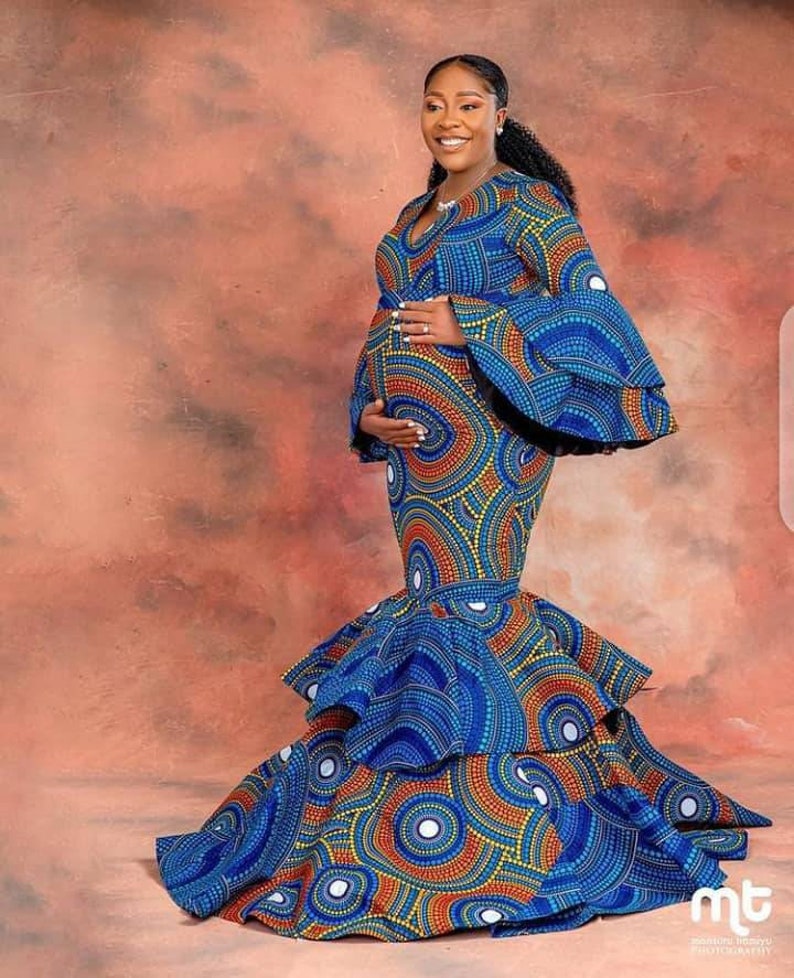 African Maternity Dress/African Maternity Dress for Photoshoot/African Maternity Attire/African Maternity Gown/African Baby Shower Dress image 2