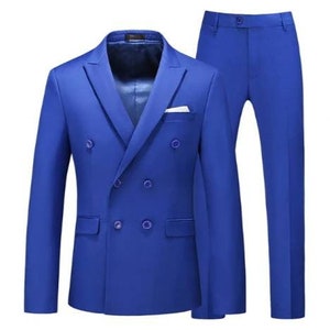 Blue Tuxedo Double Breasted Wedding Suit For Men/Men&#39;s Suit/Custom Made Suit For Men/Men&#39;s Wedding Suit/Gift For Him/Custom Business Suit