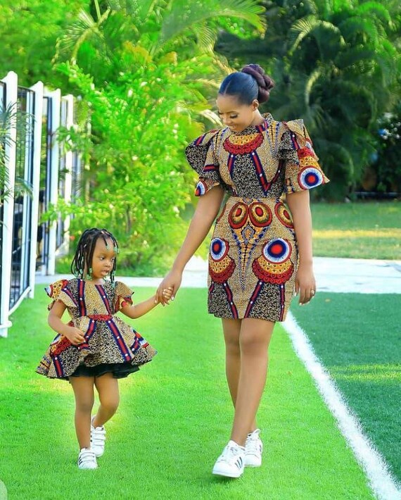 Robe d t assortie maman et fille africaine pour photoshoot
