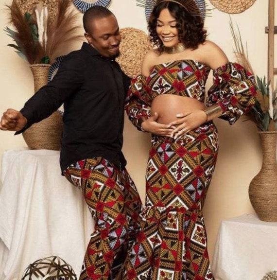 African Maternity Outfit for Couples/african Maternity Clothes for  Photoshoot/african Maternity Attire/two Pieces African Baby Shower Outfit -   Canada