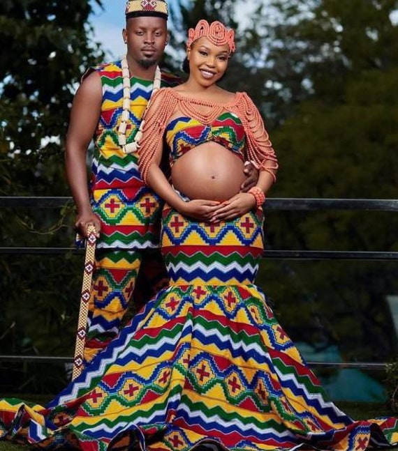 African Maternity Outfit for Couples/african Maternity Clothes for  Photoshoot/african Maternity Attire/two Pieces African Baby Shower Outfit -   Denmark