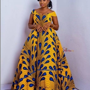 Yellow African Maxi Dress,Ankara Maxi Gown, African Maxi Dresses For Women,African Clothing For Women,African Print Maxi Gown,Prom Dress