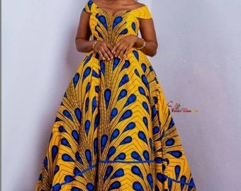 Yellow African Maxi Dress,Ankara Maxi Gown, African Maxi Dresses For Women,African Clothing For Women,African Print Maxi Gown,Prom Dress