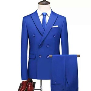 Blue Wedding Suit For Men/Blue Double Breasted Men&#39;s Suit/ Custom Made Suit For Men/Men&#39;s Wedding Suit/Gift For Him/Custom Coperate Suit