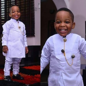 White Native Attire for Boys. African Traditional Kaftan for Boys