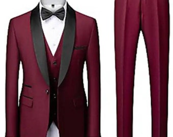 Burgundy Wedding Suit For Men/Burgundy Men's Suit/Custom Made Suit For Men/Custom Groomsmen Suit/Men's Wedding Suit/Gift For Him/Men On Suit