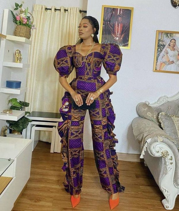 Angie African print Shirt jumpsuit – OHEMA OHENE AFRICAN INSPIRED FASHION