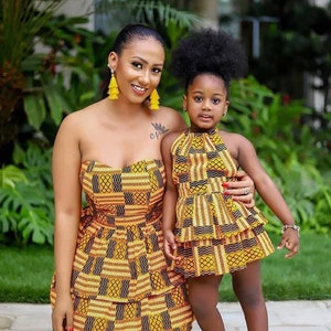 African Mom and Daughter Matching Dress for Photoshoot/African Mom and Me Summer Dresses/ African Midi Dress/African Clothing for Women image 1