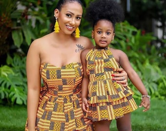 African Mom and Daughter Matching Dress for Photoshoot/african Mom and Me  Summer Dresses/ African Midi Dress/african Clothing for Women -  Canada