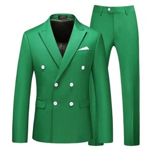 Green Tuxedo Double Breasted Wedding Suit For Men/Men&#39;s Suit/Custom Made Suit For Men/Men&#39;s Wedding Suit/Gift For Him/Custom Business Suit