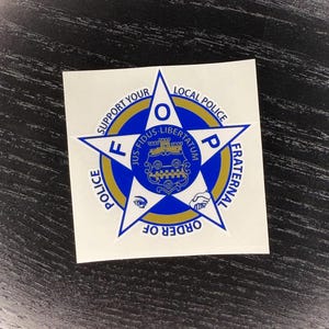 FOP Fraternal Order of Police 2,25" sticker buitenraam supporter PBA Blue Line