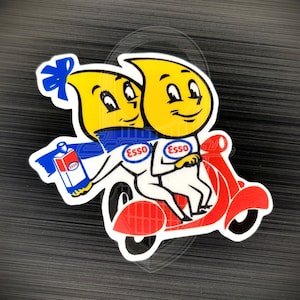 Vintage Style Esso Oil Vespa 3” Sticker Decal Gasoline Gas Petroliana Exxon Mobil