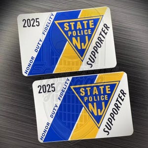 X2 Staatspolitie New Jersey 2025 Supporter Sticker Sticker PBA Trooper NJSP Familie FOP Broederlijke Orde van Politie nj-kaart