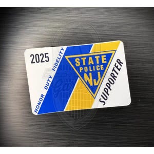New Jersey State Polizei 2025 3 ”Anhänger Aufkleber PBA Trooper NJSP Familie Brüderliche Ordnung der Polizei FOP nj Karte