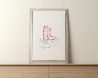 Vertical Cowboy Boots Digital Print