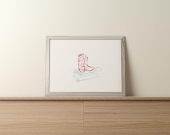 Horizontal Cowboy Boots Print