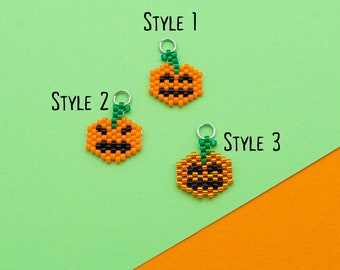 Pumpkin Miyuki Charms / Charm zucca / Halloween charm / Embroidery Miyuki Halloween pendant