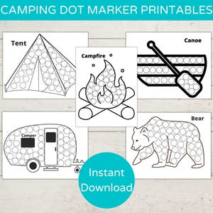 Camping Theme Dot Marker Printables/ Do a Dot Printable/ Toddler Activity/ Camp Dot Art/ Dot Marker Activity